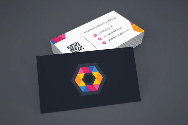 Perspective View of Business Card Stack Mockup