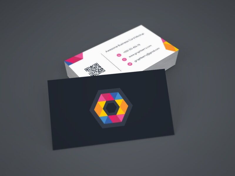 Perspective View of Business Card Stack Mockup