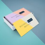 Perspective Business Cards in a Box Mockup