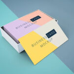 Perspective Business Cards in a Box Mockup