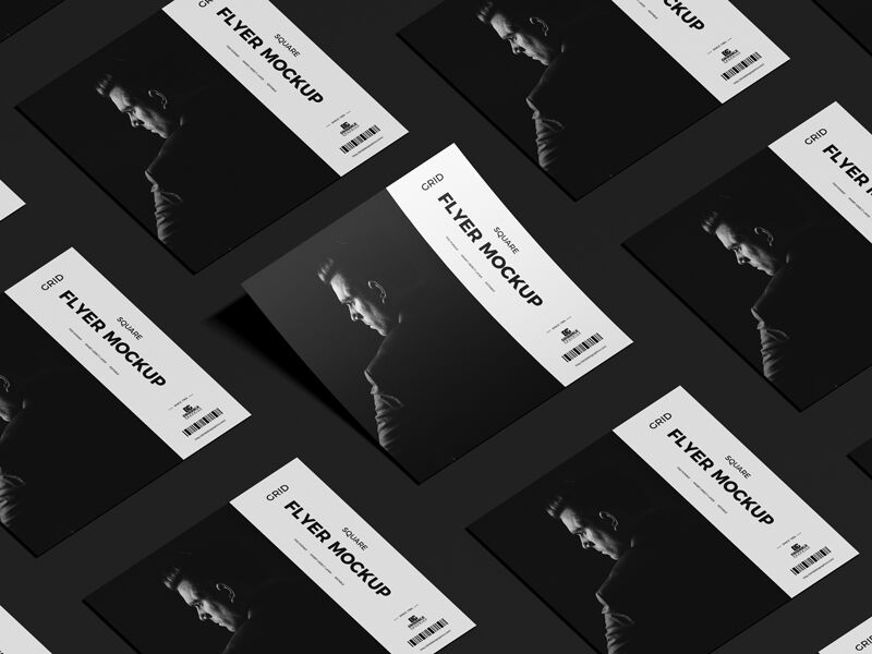 Perspective Grid Square Flyer Mockup