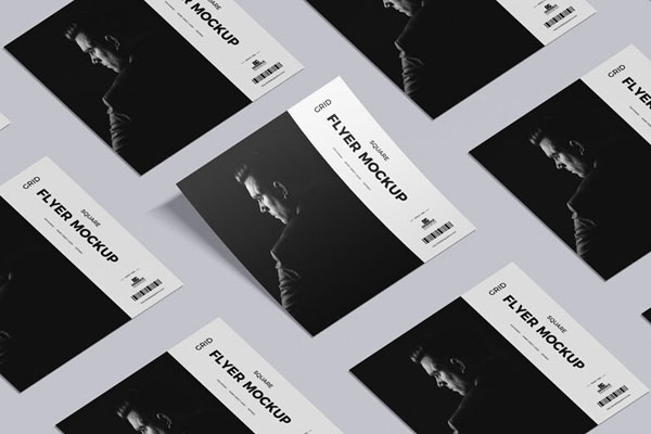 Perspective Grid Square Flyer Mockup
