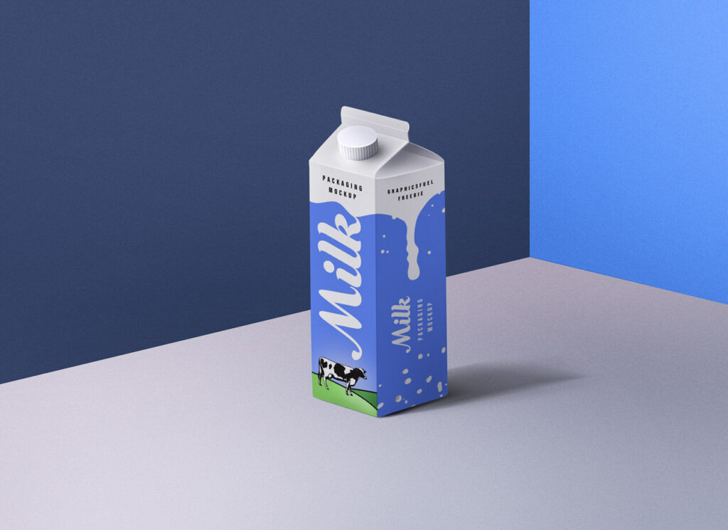 Perspective Milk Carton Packaging Mockup