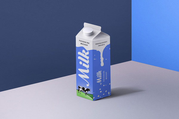 Perspective Milk Carton Packaging Mockup