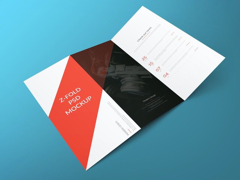 Perspective Open Z-Fold Brochure Mockup