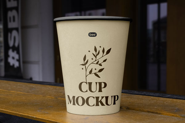 Perspective Paper Cup Mockup