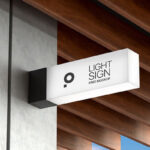 Perspective Scene of Light Sign Mockup