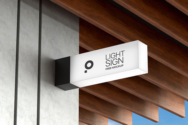 Perspective Scene of Light Sign Mockup