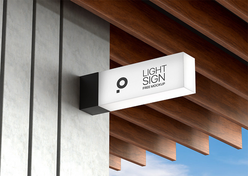 Perspective Scene of Light Sign Mockup