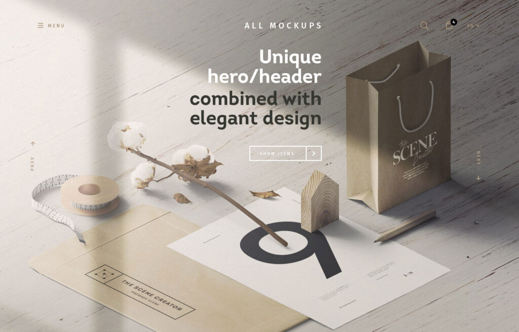 Perspective Scene of Paper Bag Mockup with Sun Light