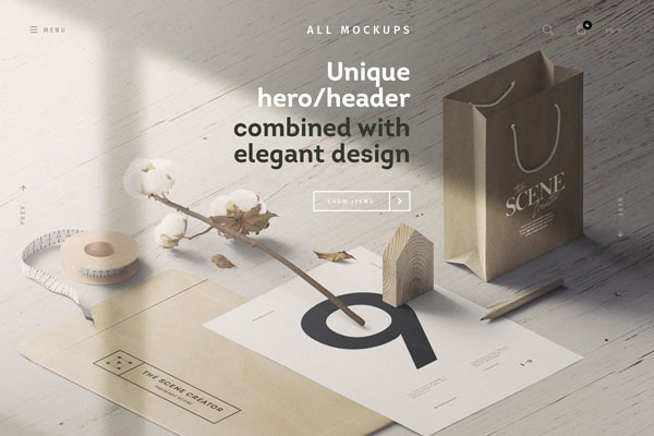 Perspective Scene of Paper Bag Mockup with Sun Light