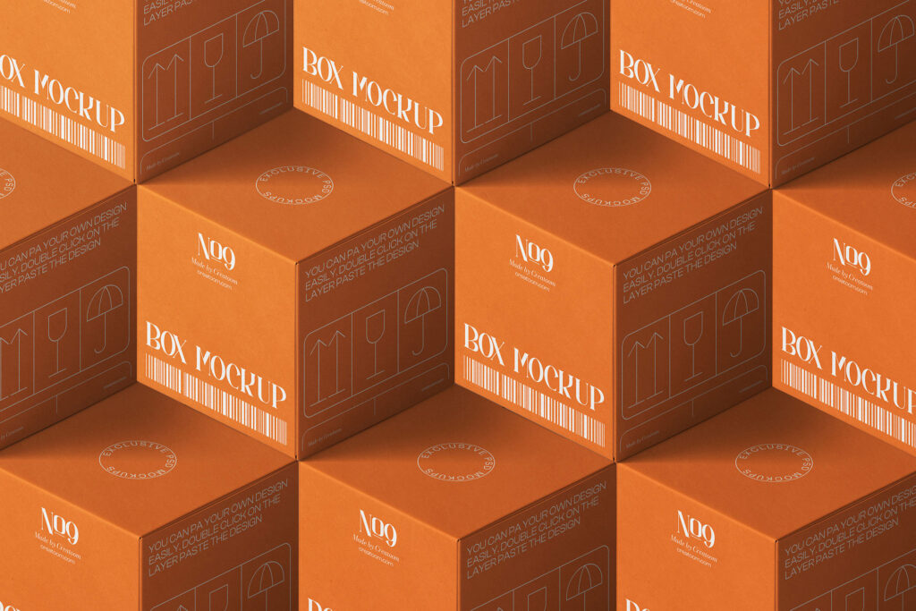 Perspective Scene of Paper Boxes Mockup