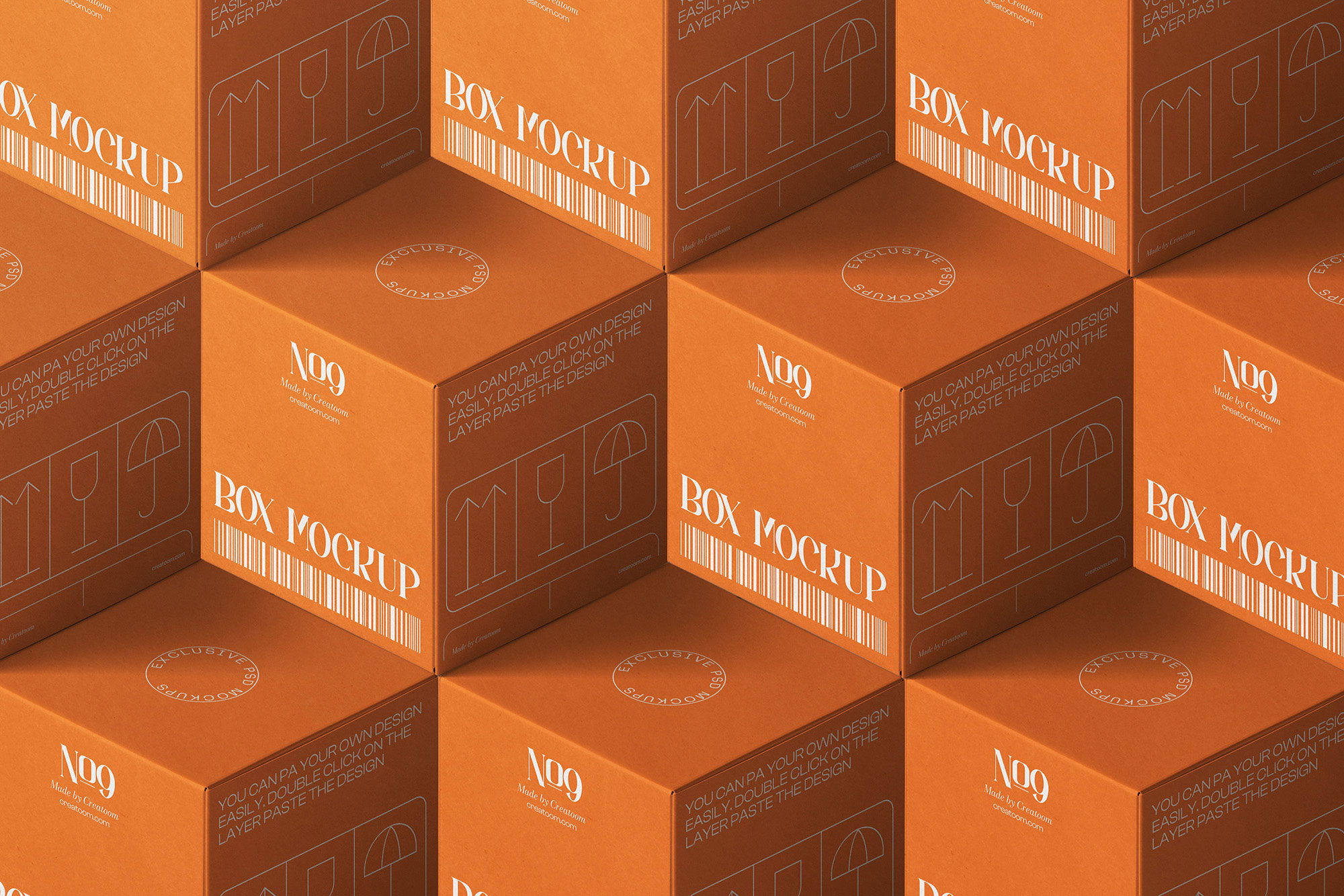 Free Perspective Scene of Paper Boxes Mockup PSD Template