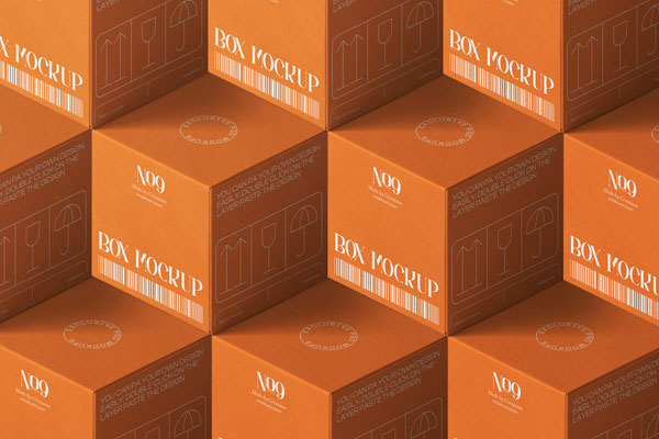 Perspective Scene of Paper Boxes Mockup