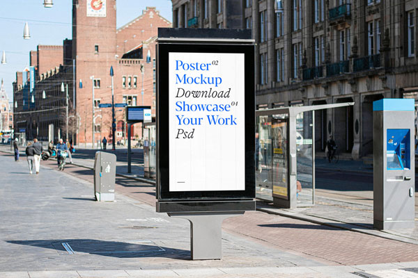 Perspective Scene of Street Digital Poster Mockup