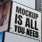 Perspective Shot of Big Square Billboard Mockup
