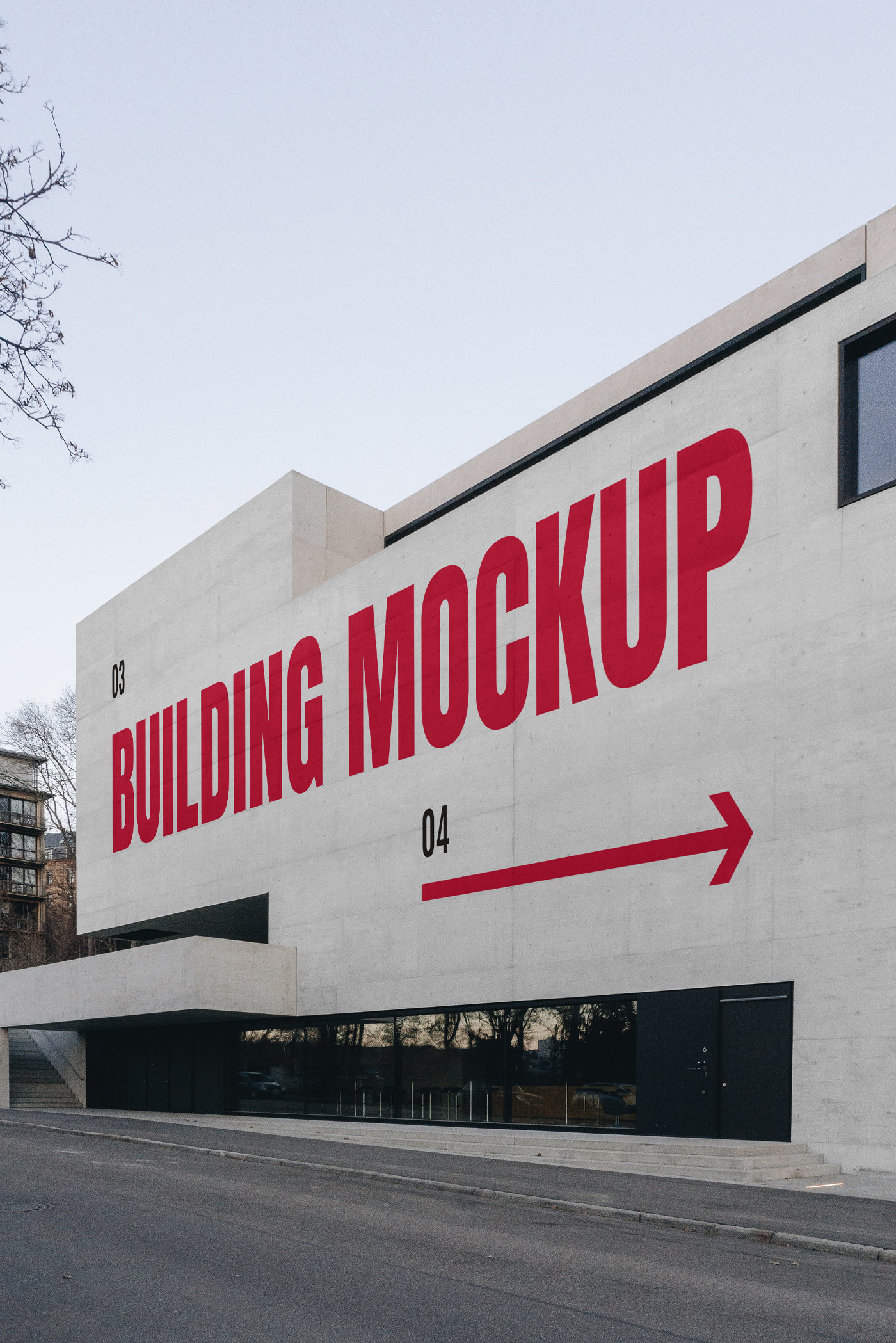 Perspective Shot of Building Wall Mockup FREE PSD
