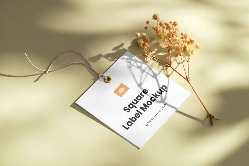 Perspective Shot of Eco Square Tag Mockup