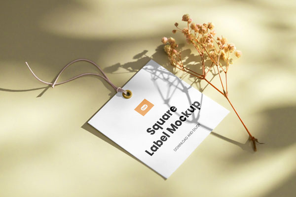 Perspective Shot of Eco Square Tag Mockup