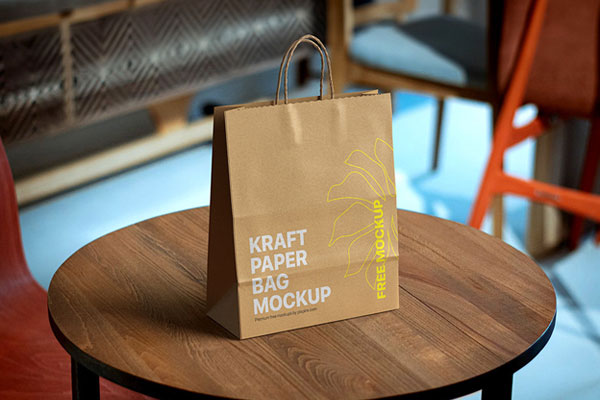 Perspective Shot of Kraft Paper Bag Mockup