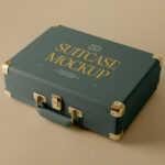 Perspective Shot of Lying Suitcase Mockup