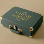 Perspective Shot of Lying Suitcase Mockup