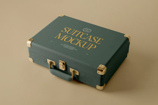 Perspective Shot of Lying Suitcase Mockup