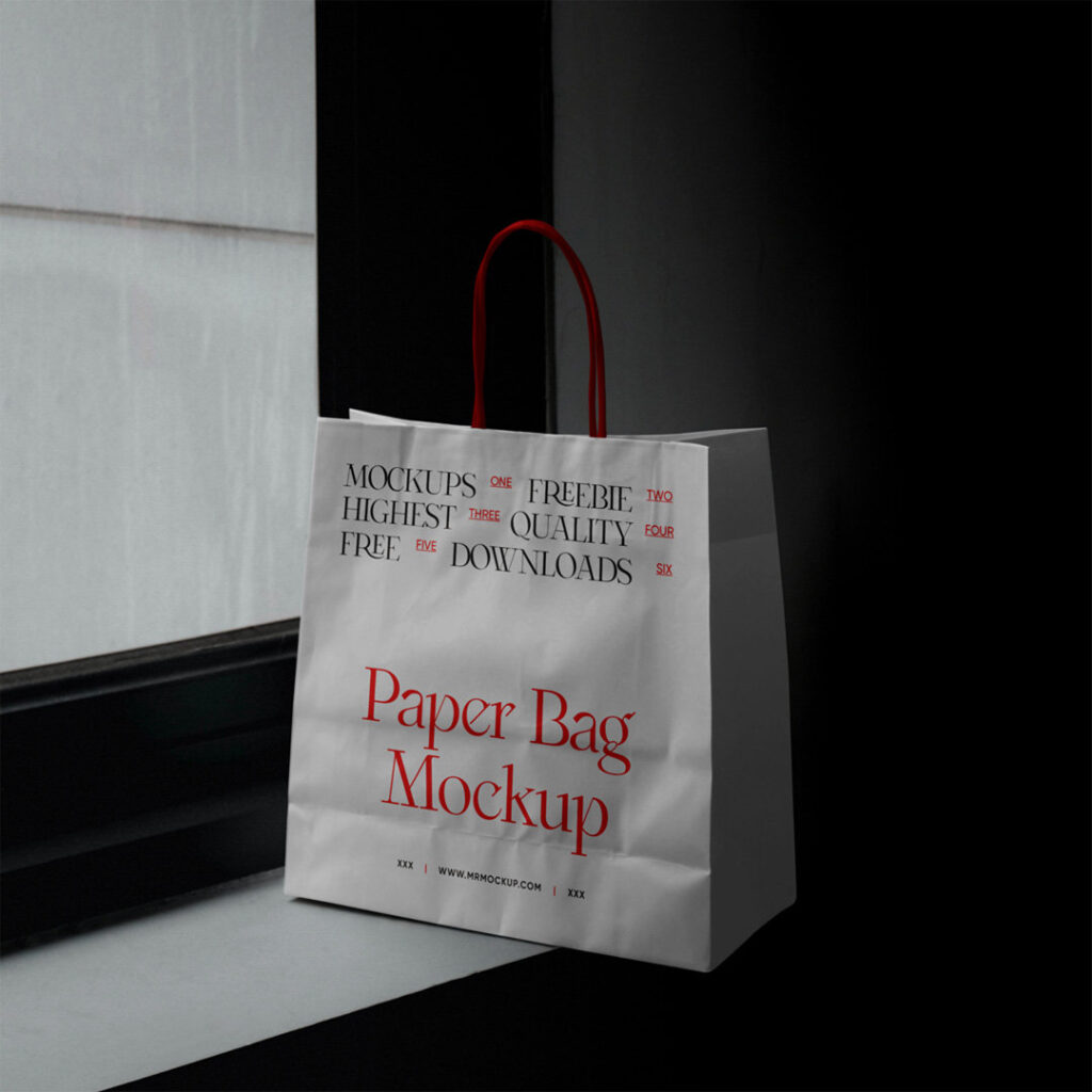 Perspective Shot of Shopping Paper Bag Mockup