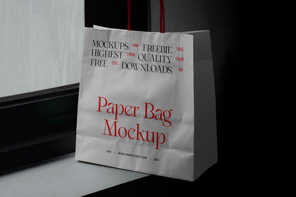 Perspective Shot of Shopping Paper Bag Mockup