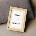 Perspective Shot of Small Wooden Frame Mockup