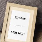 Perspective Shot of Small Wooden Frame Mockup
