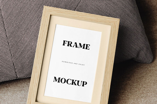Perspective Shot of Small Wooden Frame Mockup