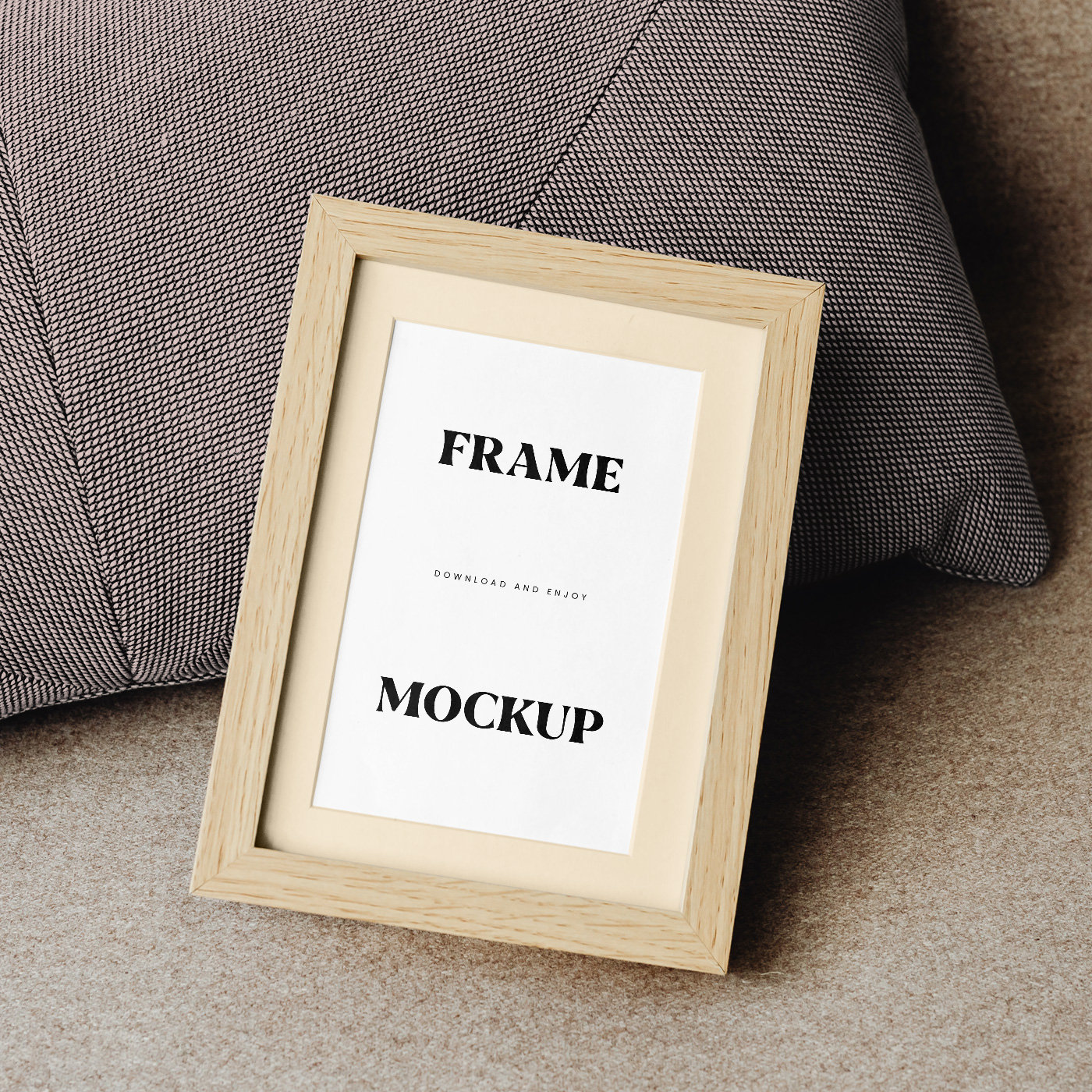 Perspective Shot of Small Wooden Frame Mockup FREE PSD