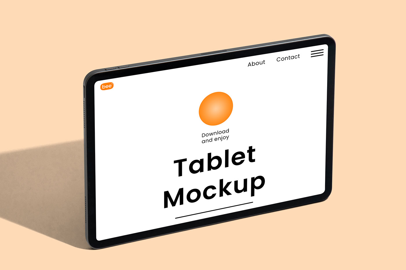 Free Perspective Shot of Standing Horizontal Tablet Mockup PSD Template