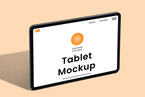 Perspective Shot of Standing Horizontal Tablet Mockup