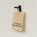 Perspective Show of Hanging Paper Bag Mockup