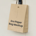 Perspective Show of Hanging Paper Bag Mockup