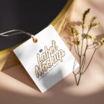 Perspective Show of Lying Square Tag Mockup