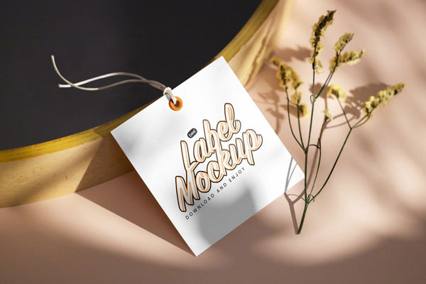 Perspective Show of Lying Square Tag Mockup