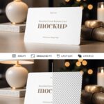 Perspective Showcase of Rounded Corner Business Card Mockup