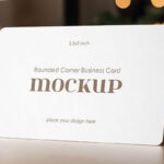 Perspective Showcase of Rounded Corner Business Card Mockup
