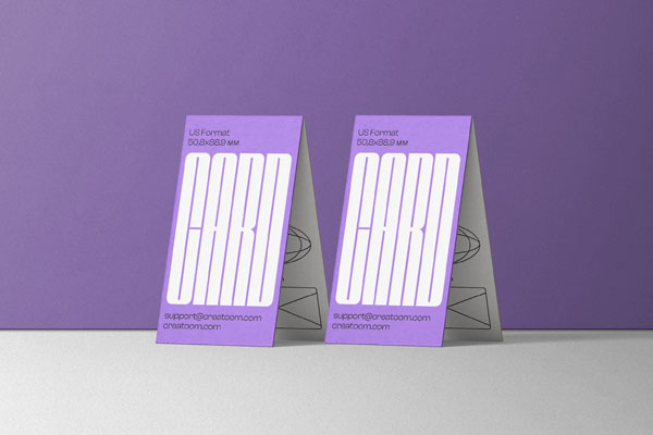 Perspective Sight of 2 Business Cards Mockup