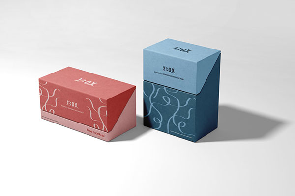 Perspective Sight of 2 Product Branding Boxes Mockup