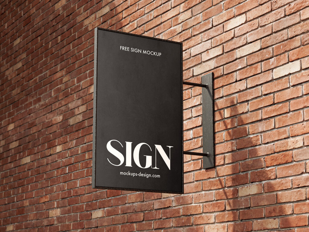 Perspective Sight of 2 Street Sign Mockups on Brick Wall