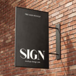 Perspective Sight of 2 Street Sign Mockups on Brick Wall