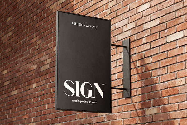 Perspective Sight of 2 Street Sign Mockups on Brick Wall