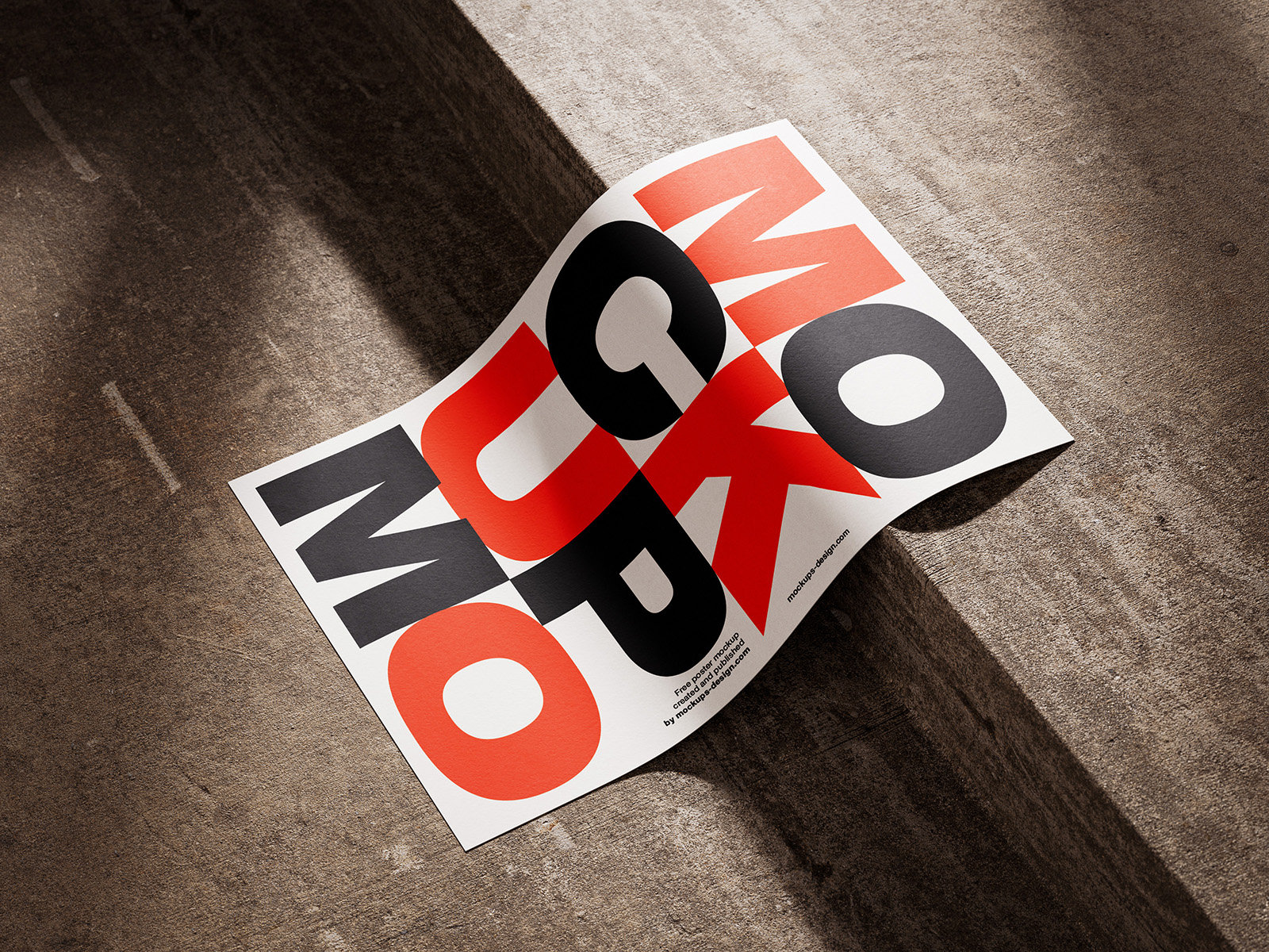 Perspective Sight of 3 Poster Mockups on Concrete FREE PSD