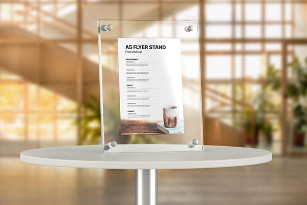 Perspective Sight of A5 Flyer Stand Mockup