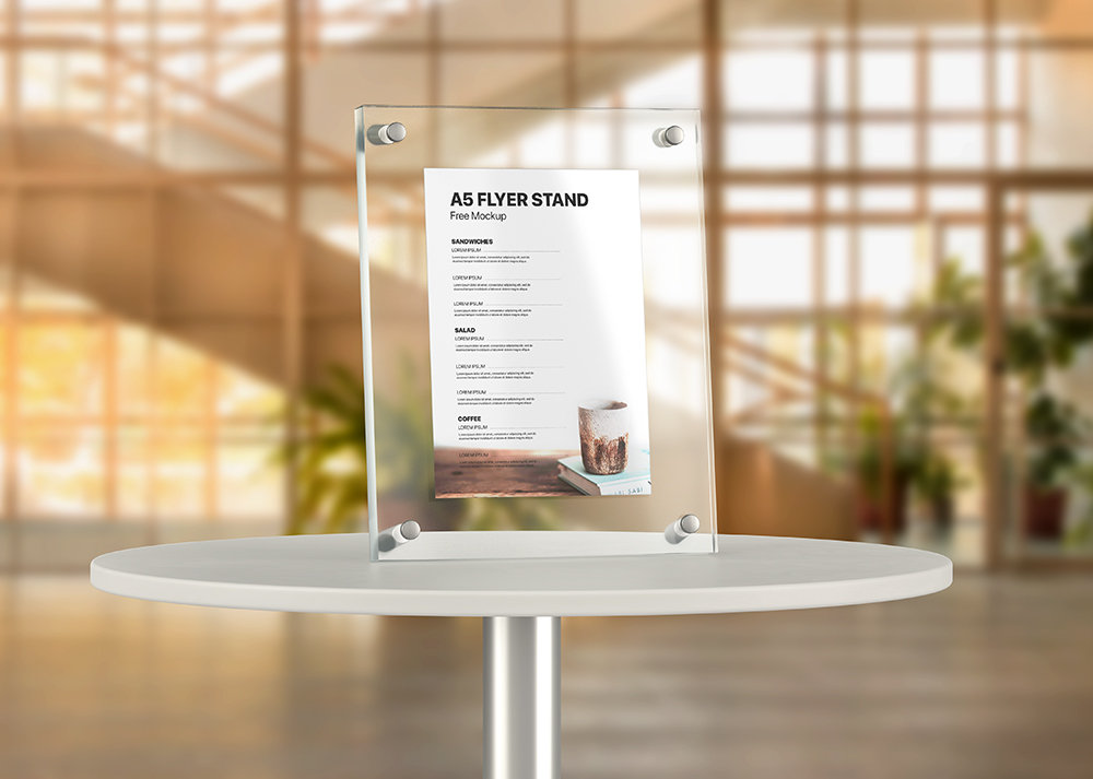 Perspective Sight of A5 Flyer Stand Mockup