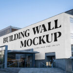 Perspective Sight of Big Concrete Wall Mockup